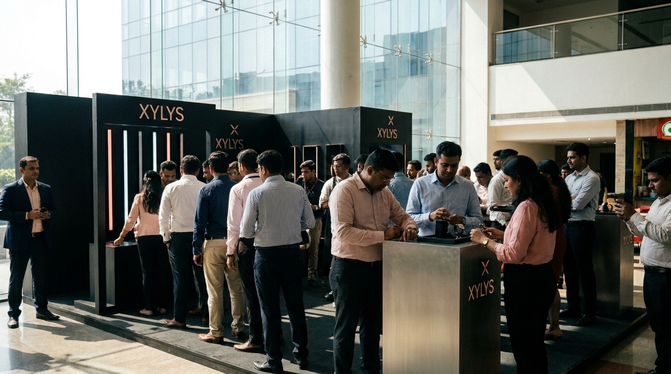 The booth in use during a tech-park lunch hour