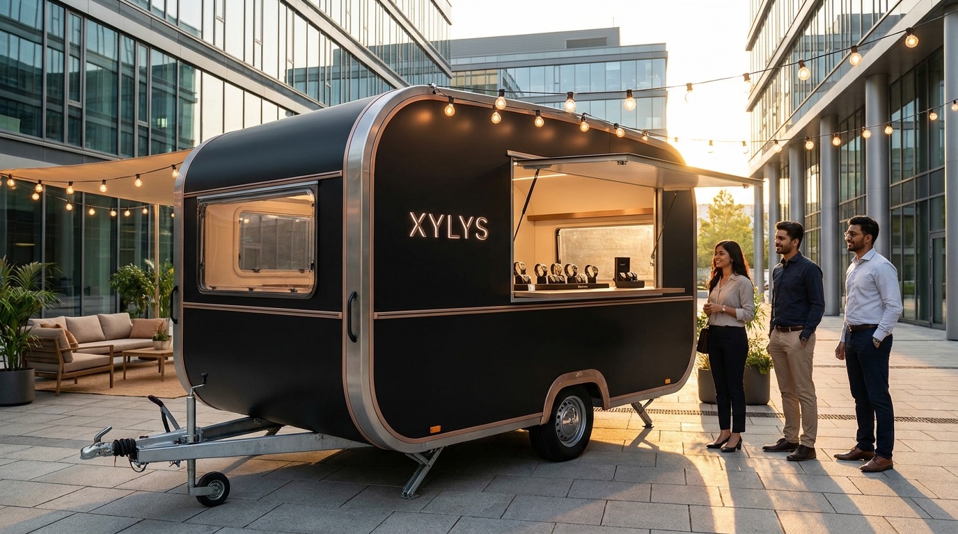 Mobile stand as a polished trailer